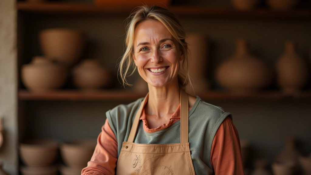 Zeynep Kaya, kadın seramik eğitmeni, çalışan ellerinle portre