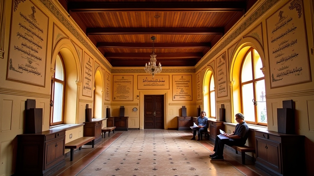 İstanbul Beşiktaş'ta tarihi bir osmanlı binanın içinde kaligrafi sınıfı, mimaride geleneğin yansıması