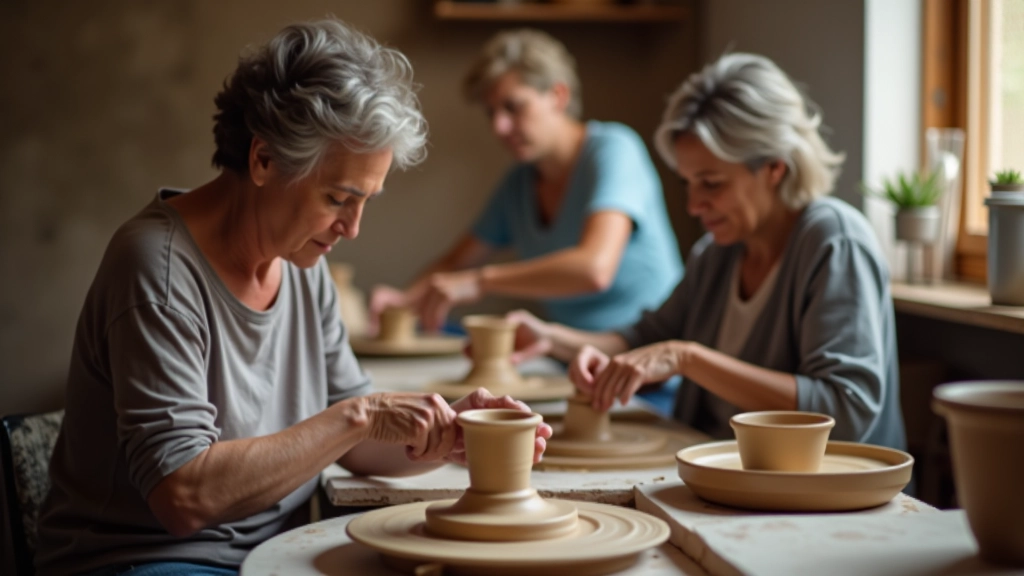 Ankara'da seramik ve çömlekçilik atölyesinde, elleriyle toprak şekillendiren katılımcılar